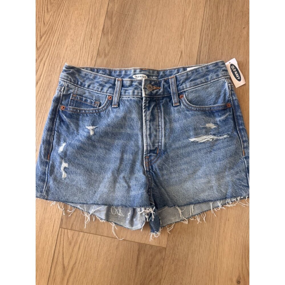 Old Navy O.G. Short High Rise Denim Shorts With Distressed Details